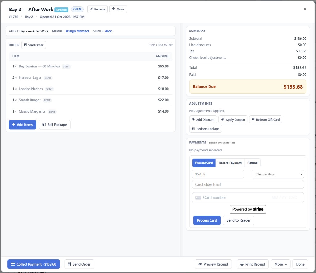 GolfBooking open check screenshot